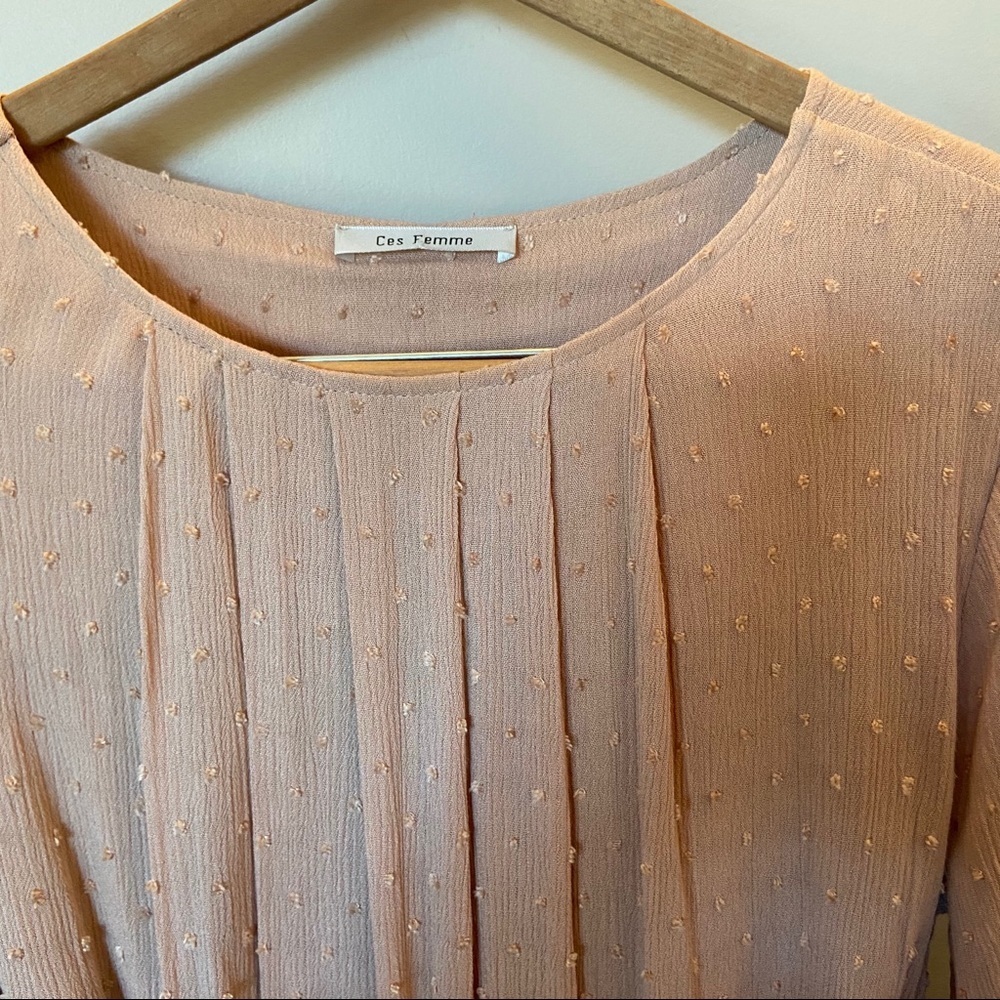 Ces Femme Dusty Mauve Raised Dots Dress. Size Medium. EUC - Picture 4 of 9